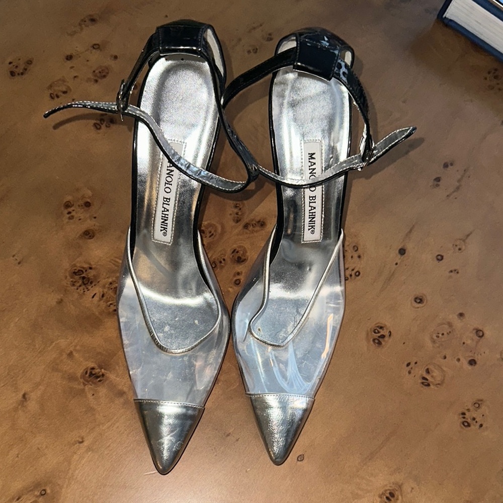 Manolo Blahnik Silver And Black Women's Shoes